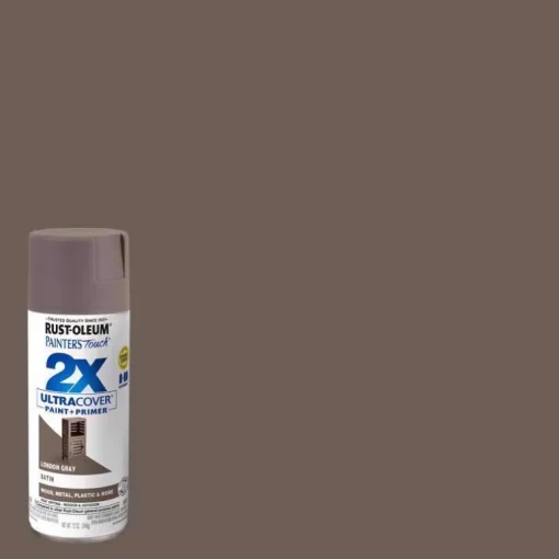 Rust-Oleum Painter's Touch Satin London Gray Smooth Fast Dry Spray Paint 12 oz. (Pack of 6)