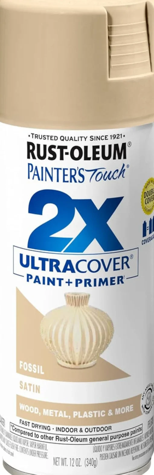 Rust-Oleum Painter'S Touch Ultra Cover Satin Fossil Spray Paint 12 Oz. (Pack Of 6)