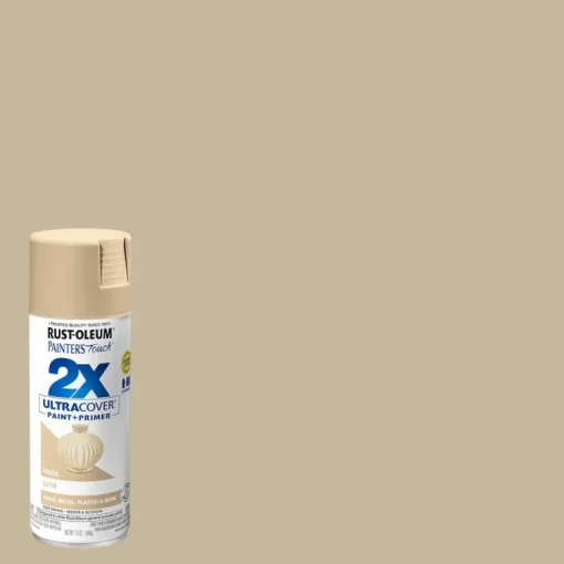 Rust-Oleum Painter'S Touch Ultra Cover Satin Fossil Spray Paint 12 Oz. (Pack Of 6)