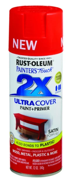 Rust-Oleum Red Painter's Touch 2X Ultra Cover Satin Poppy Multi-Purpose Spray Paint 12 oz.