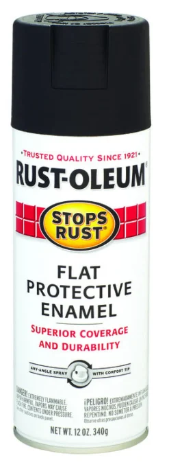 Rust-Oleum Stops Rust Flat Black Spray Paint 12 oz. (Pack of 6)