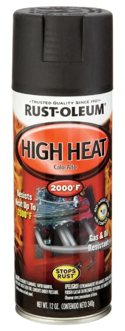 Rust-Oleum Stops Rust Flat Black Automotive High Heat Paint Spray 12 oz. (Pack of 6)