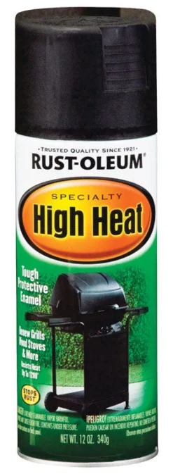 Rust-Oleum Stops Rust Satin Bar-B-Que Black High Heat Spray Paint 12 oz. (Pack of 6)