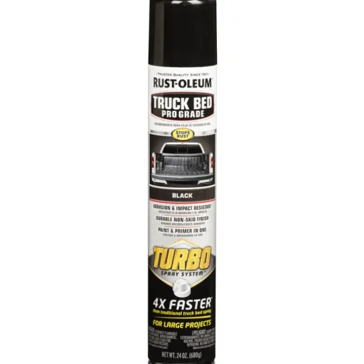 Rust-Oleum Turbo Black Abrasion & Impact-Resistant Truck Bed Coating Spray 24 oz. (Pack of 6)