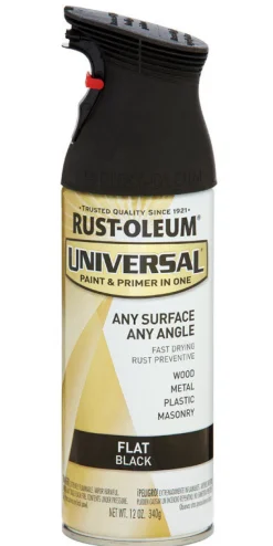 Rust-Oleum Universal Paint & Primer in One Flat Black Spray Paint 12 oz. (Pack of 6)