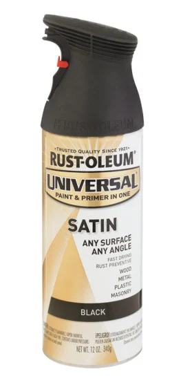 Rust-Oleum Universal Paint & Primer in One Satin Black Spray Paint 12 oz. (Pack of 6)