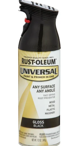 Rust-Oleum Universal Paint & Primer in One Gloss Black Spray Paint 12 oz. (Pack of 6)