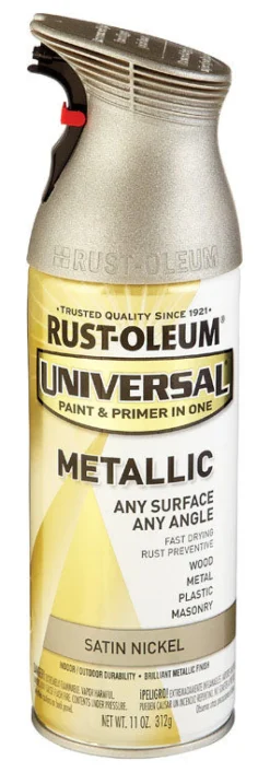 Rust-Oleum Universal Paint & Primer in One Satin Nickel Spray Paint 11 oz. (Pack of 6)