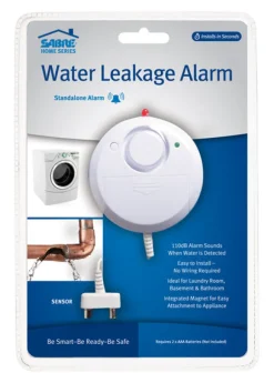 Saber White Plastic 110 dB AAA Battery Water Leak Detection Alarm 0.75 L x 3.5 W x 5.25 H in.