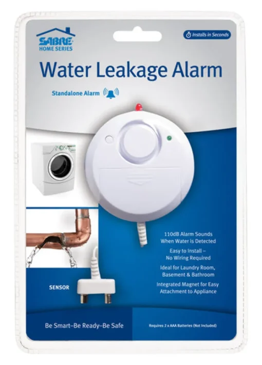 Saber White Plastic 110 dB AAA Battery Water Leak Detection Alarm 0.75 L x 3.5 W x 5.25 H in.