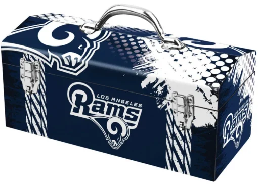 Sainty International Steel Los Angeles Rams Lockable Art Deco Tool Box 16.25 L x 7.1 W x 7.75 H in.