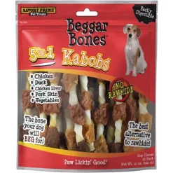 Savory Prime Beggar Bones 5-in-1 Kabobs Grain Free Treats For Dogs 12 oz 8 in. 18 pk