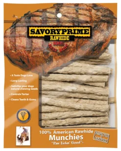 Savory Prime Munchie All Size Dogs Adult Rawhide Sticks Natural 5 in. L 30 pk