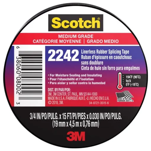 Scotch 3/4 in. W X 15 ft. L Black Rubber Splicing Tape