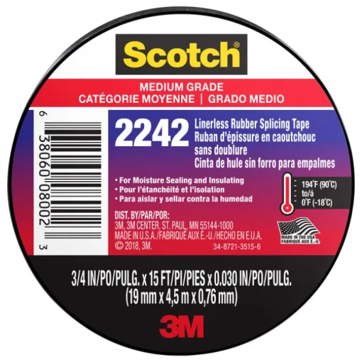 Scotch 3/4 in. W X 15 ft. L Black Rubber Splicing Tape