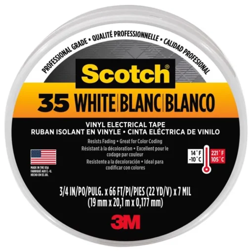 Scotch 3/4 in. W x 66 ft. L White Vinyl Electrical Tape (Pack of 10)