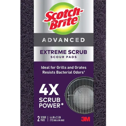 Scotch Brite 77222-R 4.4 X 2.5 Purple Extreme Scrub Scour Pads 2 Count (Pack of 6).