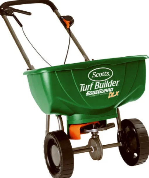 Scotts Deluxe EdgeGuard Plastic 5 ft. Fertilizer Broadcast Spreader 60 lbs. Capacity