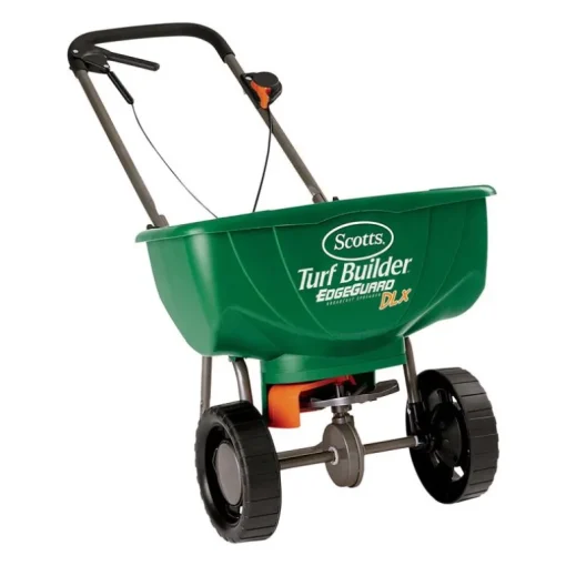 Scotts Deluxe EdgeGuard Plastic 5 ft. Fertilizer Broadcast Spreader 60 lbs. Capacity