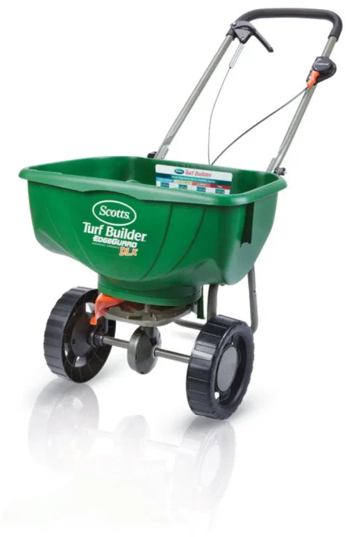 Scotts Deluxe EdgeGuard Plastic 5 ft. Fertilizer Broadcast Spreader 60 lbs. Capacity