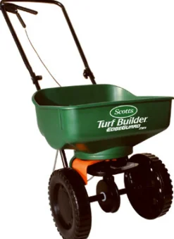 Scotts Turf Builder EdgeGuard Mini Plastic Assembled Push Spreader 20 W x 16 D x 45.2 H in.