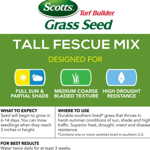 Scotts Turf Builder Tall Fescue Grass Sun or Shade Fertilizer/Seed/Soil Improver 2.4 lb