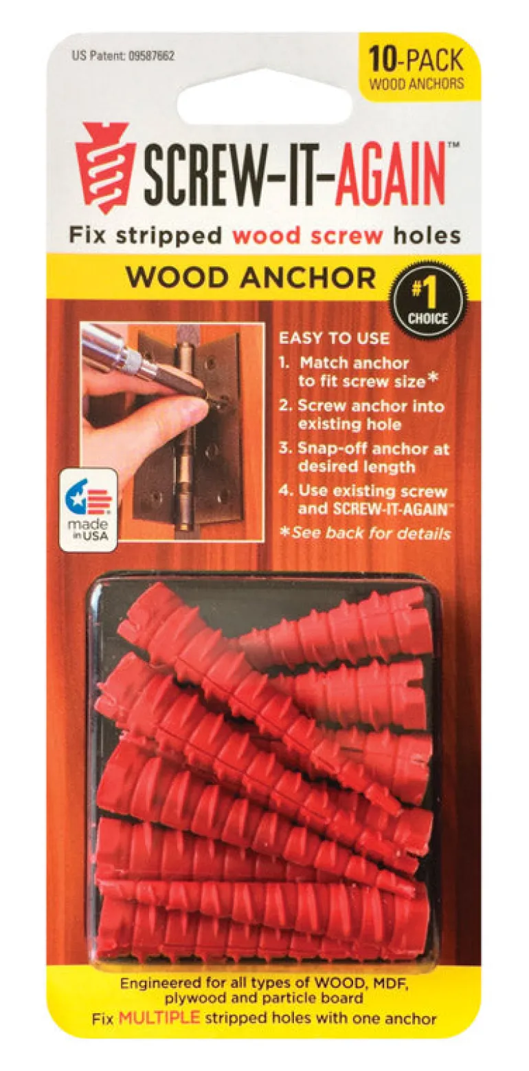 SCREW-IT-AGAIN 1/4 in. D X 1 in. L Polypropylene Hex Head Wood Anchor 10 pk