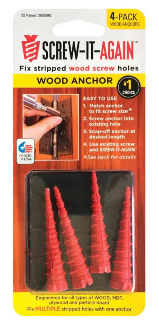 SCREW-IT-AGAIN 1/4 in. D X 1 in. L Polypropylene Hex Head Wood Anchor 4 pk