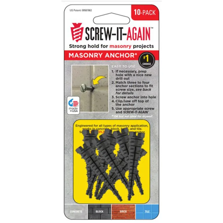 SCREW-IT-AGAIN 1/4 in. D X 2 in. L Polypropylene Hex Head Masonry Anchor 10 pk