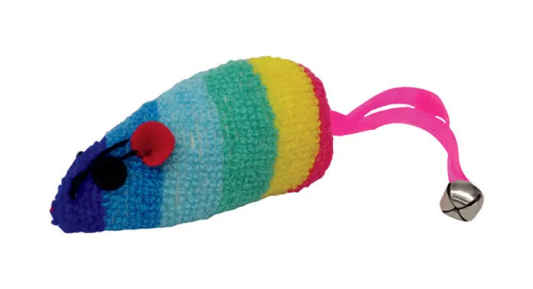 Scruffys Multicolored Fleece Rainbow Mouse Catnip Toy Large 1 pk