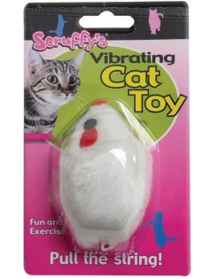 Scruffys White Plush/Synthetic Rubber Vibrating Mouse Pet Toy Small 1 pk
