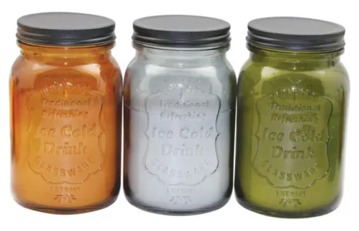 Shanghai Daisy 22946 Large Citronella Mason Jar Candle Assorted Colors (Pack of 6)