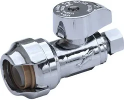 SharkBite 1/2 in. PTC X 3/8 in. Compression Brass Straight Stop Valve