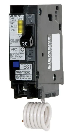 Siemens 20 amps Arc Fault Single Pole Circuit Breaker