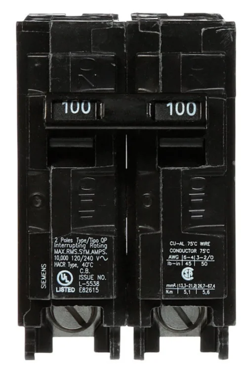 Siemens 100 amps Standard 2-Pole Circuit Breaker