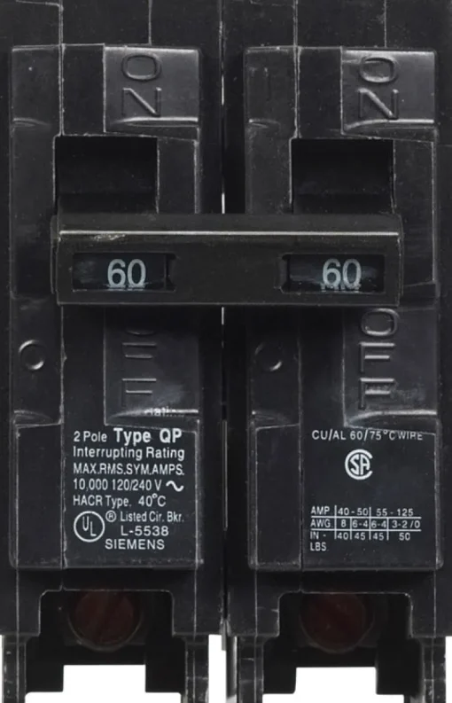 Siemens 60 amps Standard 2-Pole Circuit Breaker