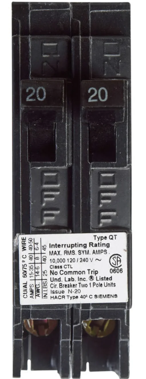 Siemens 20/20 amps Tandem Single Pole Circuit Breaker