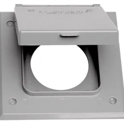 Sigma Electric Gray Metal 2-Gang Square 20/50A Receptacle Cover 4.57 H x 2.83 W in.