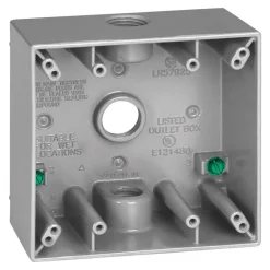 Sigma Engineered Solutions New Work 31 cu in Square Die-Cast Metal 2 gang Weatherproof Box Gray