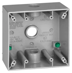 Sigma Engineered Solutions New Work 31 cu in Square Die-Cast Metal 2 gang Weatherproof Box Gray