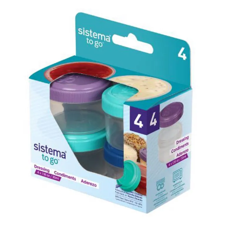 Sistema Assorted Colors Food Storage Container 1.18 oz. with Screw Tight Lid (Pack of 12)