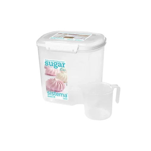Sistema Klip It Clear Plastic Phthalate & BPA Free Sugar Container 81.15 oz. with Lid