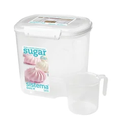 Sistema Klip It Clear Plastic Phthalate & BPA Free Sugar Container 81.15 oz. with Lid