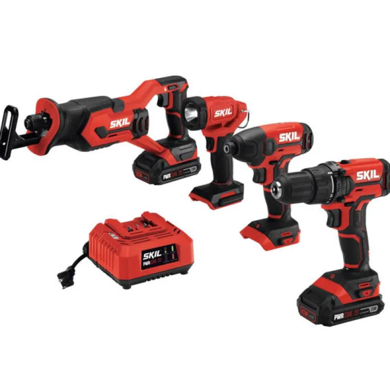 SKIL 20V PWR CORE Cordless Brushed 4 Tool Combo Kit