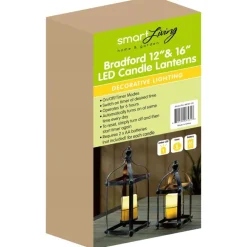 Smart Solar Bradford 15.9 in. Metal Candle Gray/White Lantern