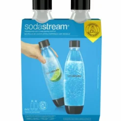 SodaStream Black 1 L Carbonator Bottle 2 pk
