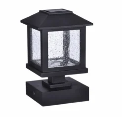 Solar LED Post Lights, Black Plastic, 2-Pk.