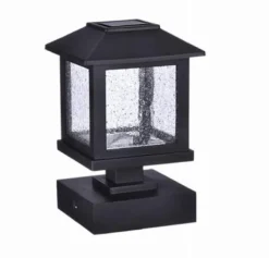 Solar LED Post Lights, Black Plastic, 2-Pk.