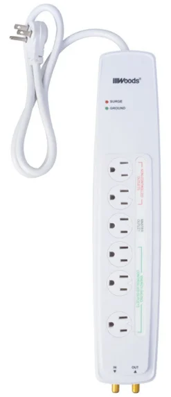 Southwire Woods 3 ft. L 6 outlets Smart-Enabled Surge Protector White 1780 J