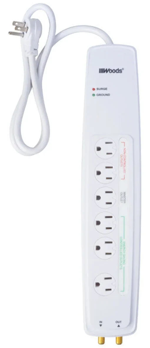 Southwire Woods 3 ft. L 6 outlets Smart-Enabled Surge Protector White 1780 J